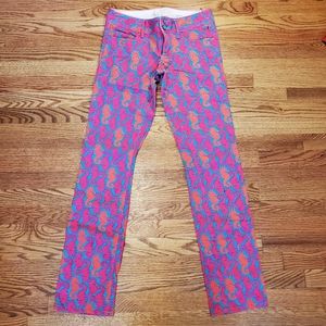 LILLY PULITZER Worth Straight denim jeans Seahorse print. sz4 small. NWOT